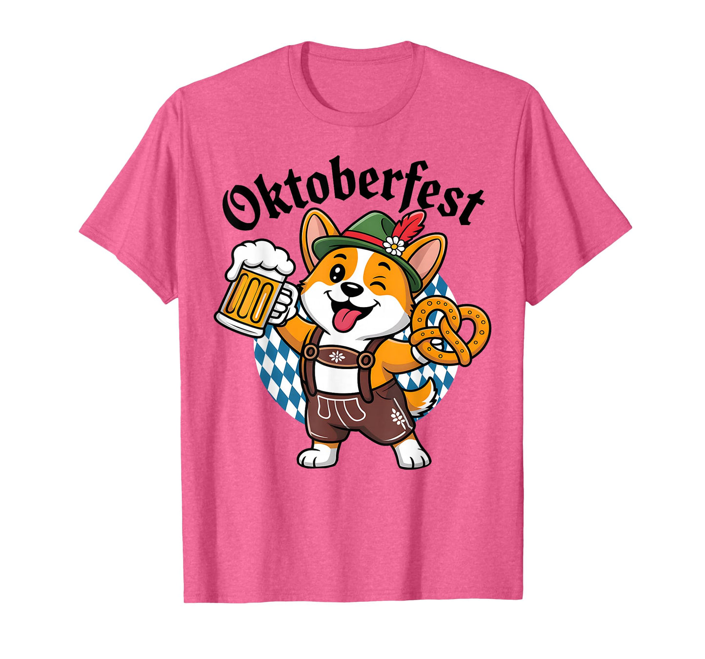 Oktoberfest Corgi Lederhosen Beer Pretzel Design Cute Dog T-Shirt