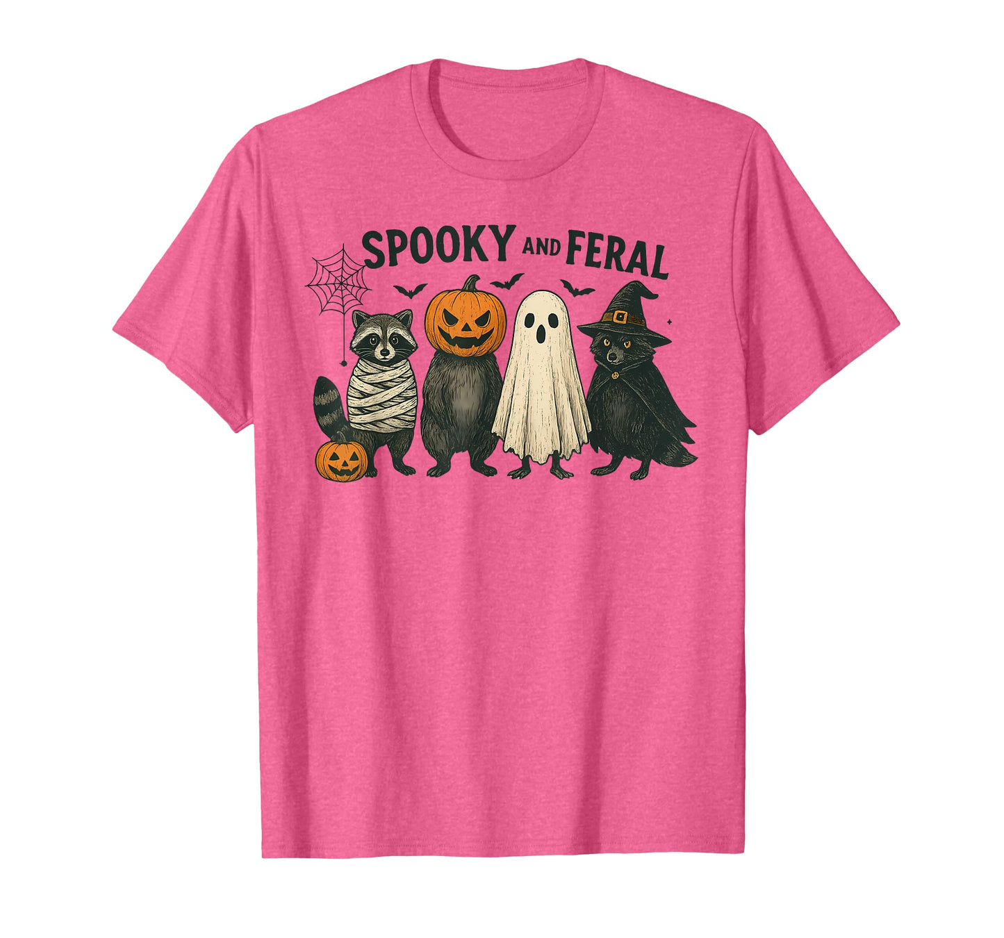 Spooky and Feral Halloween Witch Raccon Ghost Mummy Costume T-Shirt