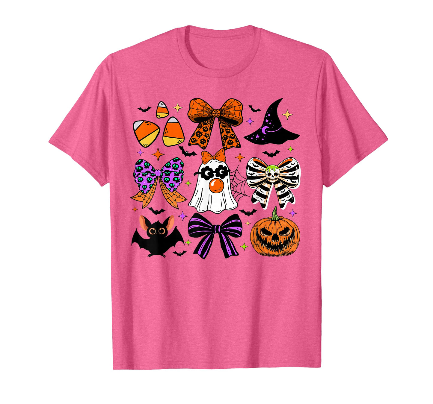 Funny Ghost Halloween Coquette Bow Witch Hat for Women Girls T-Shirt