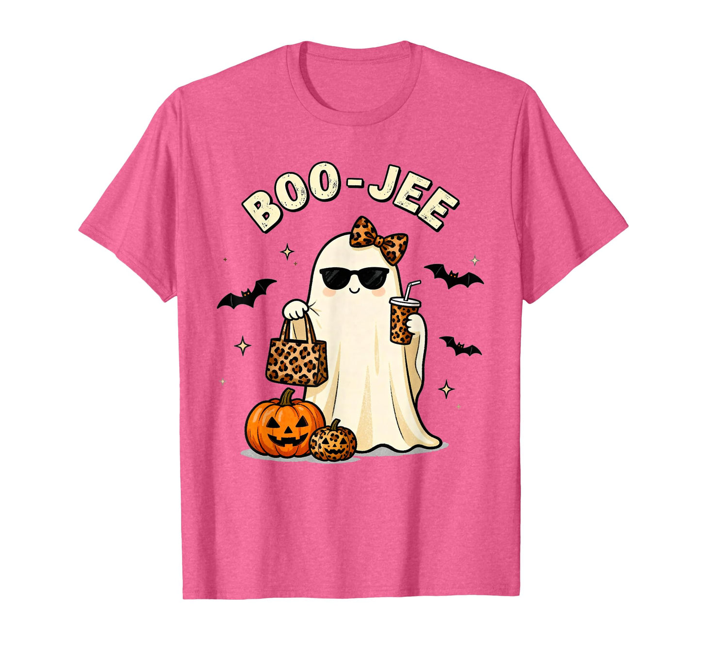 Coquette Leopard Ghost Coffee Boo-JEE Halloween Boujee Ghost T-Shirt