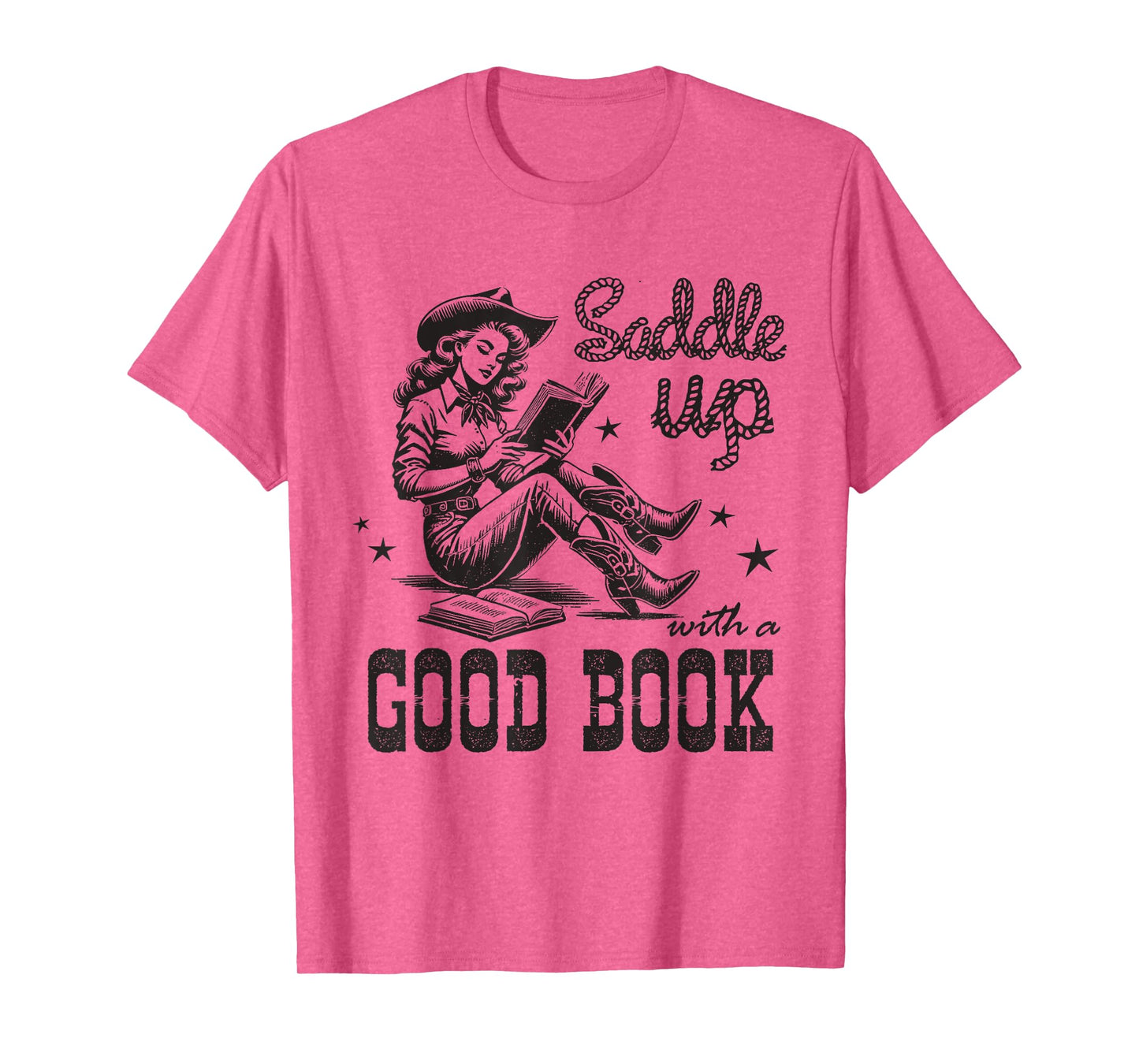 Retro Cowgirl ReadingTee Saddle Up With A Good Book Western T-Shirt