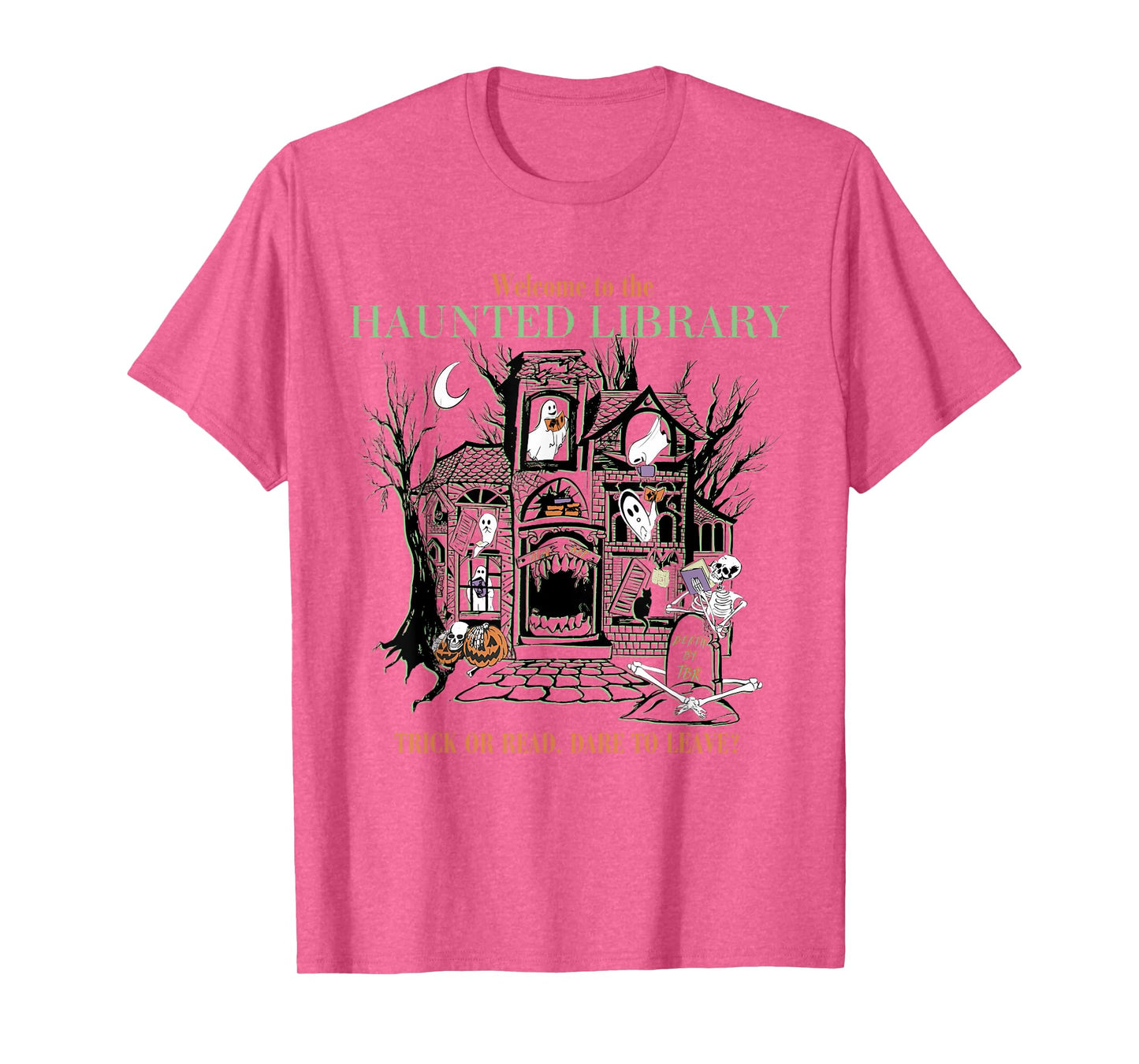 Retro Welcome To The Haunted Library Book Lovers Halloween T-Shirt