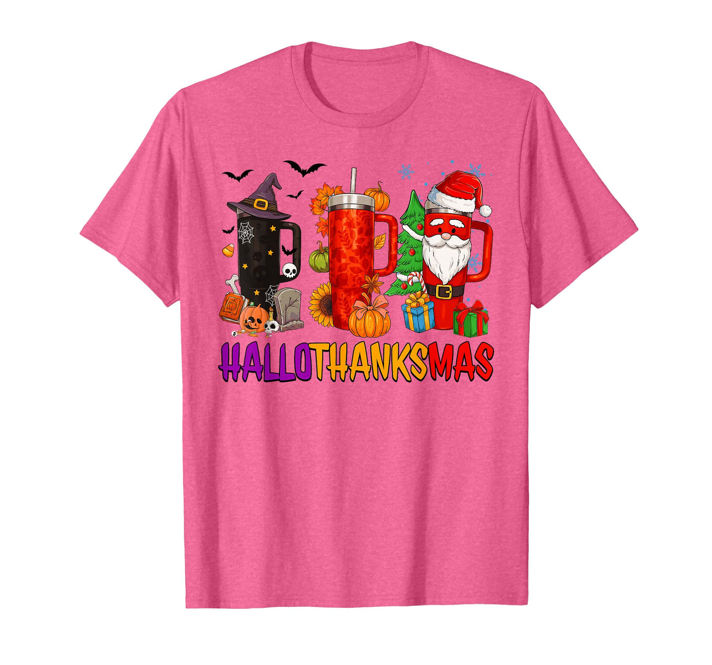 Happy Hallothanksmas Funny Halloween Thanksgiving Christmas T-Shirt