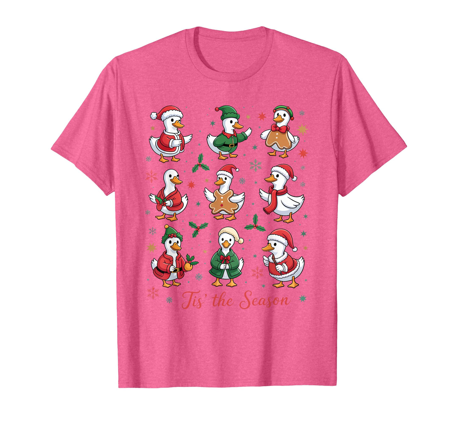 Retro Silly Goose Santa Cute Merry Christmas Tis The Season T-Shirt