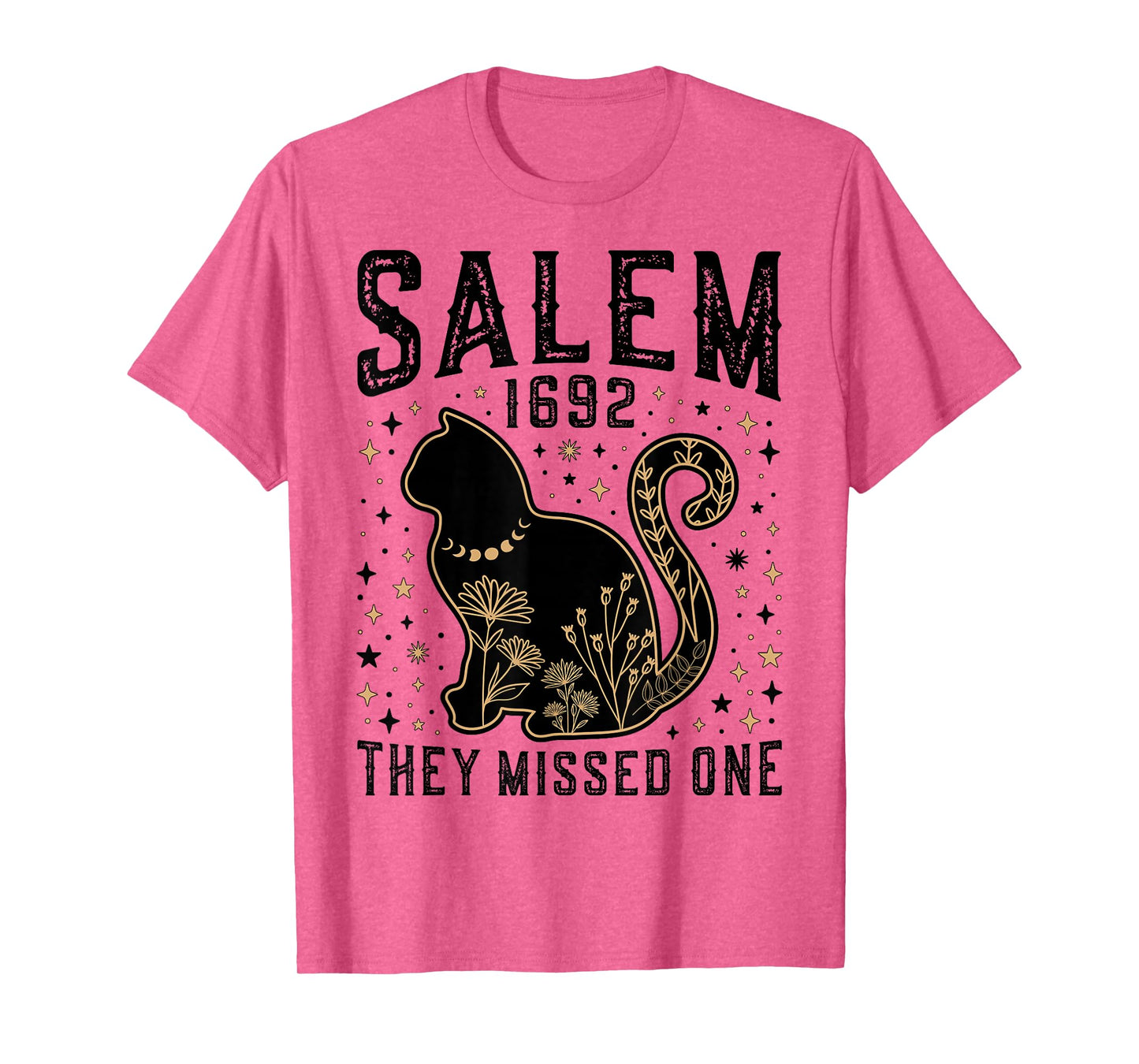 Salem 1692 They Missed One Witch Trial Black Cat Moon Witchy T-Shirt