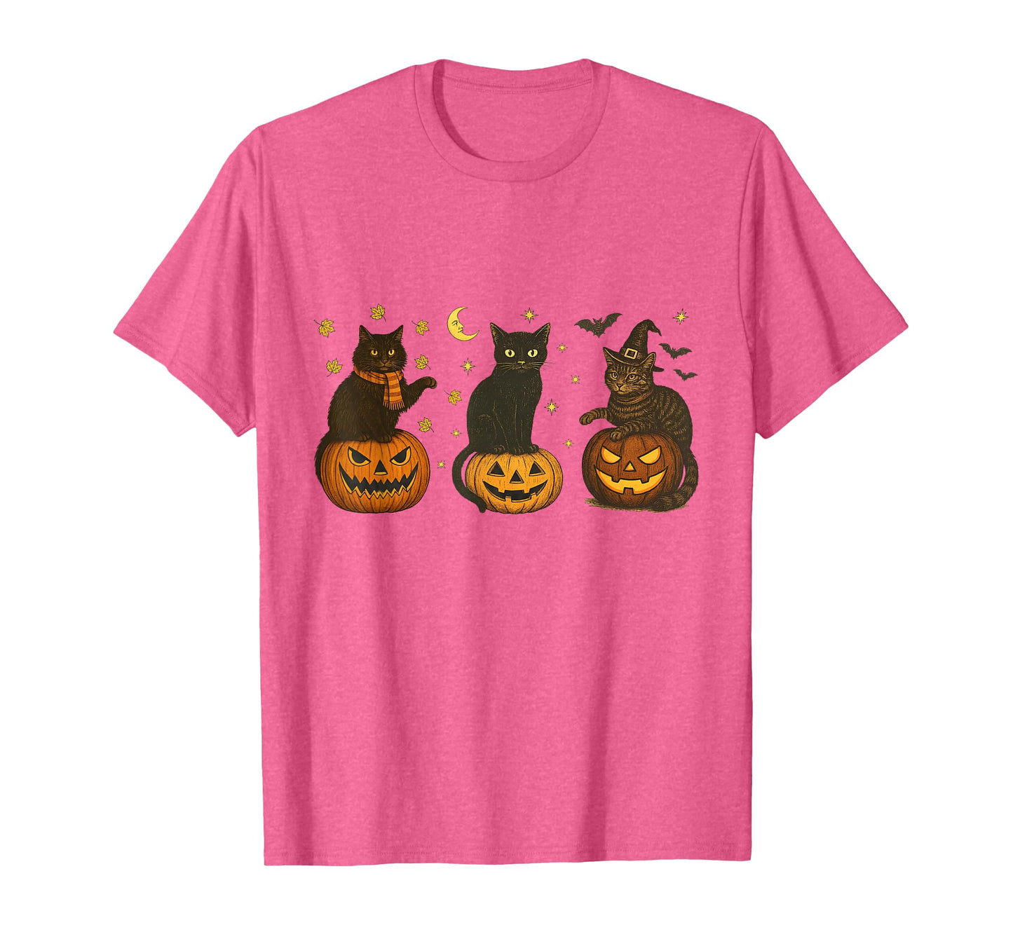 Black Cat On Pumpkin Halloween Witch Cat Pumpkin Fall Vibes T-Shirt