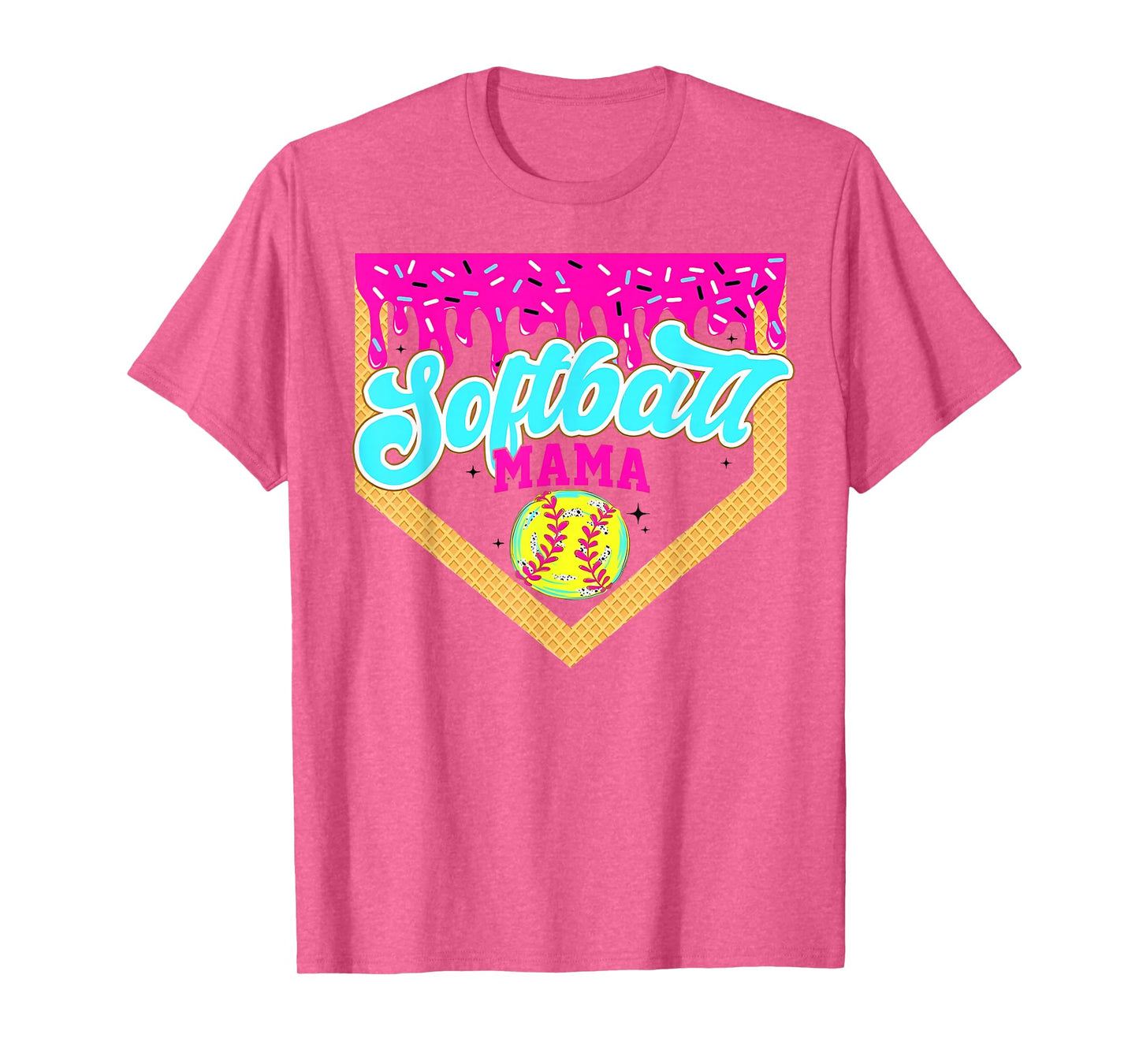 Softball Mama Drip Ice Cream Dripping Game Day Softball Mom T-Shirt