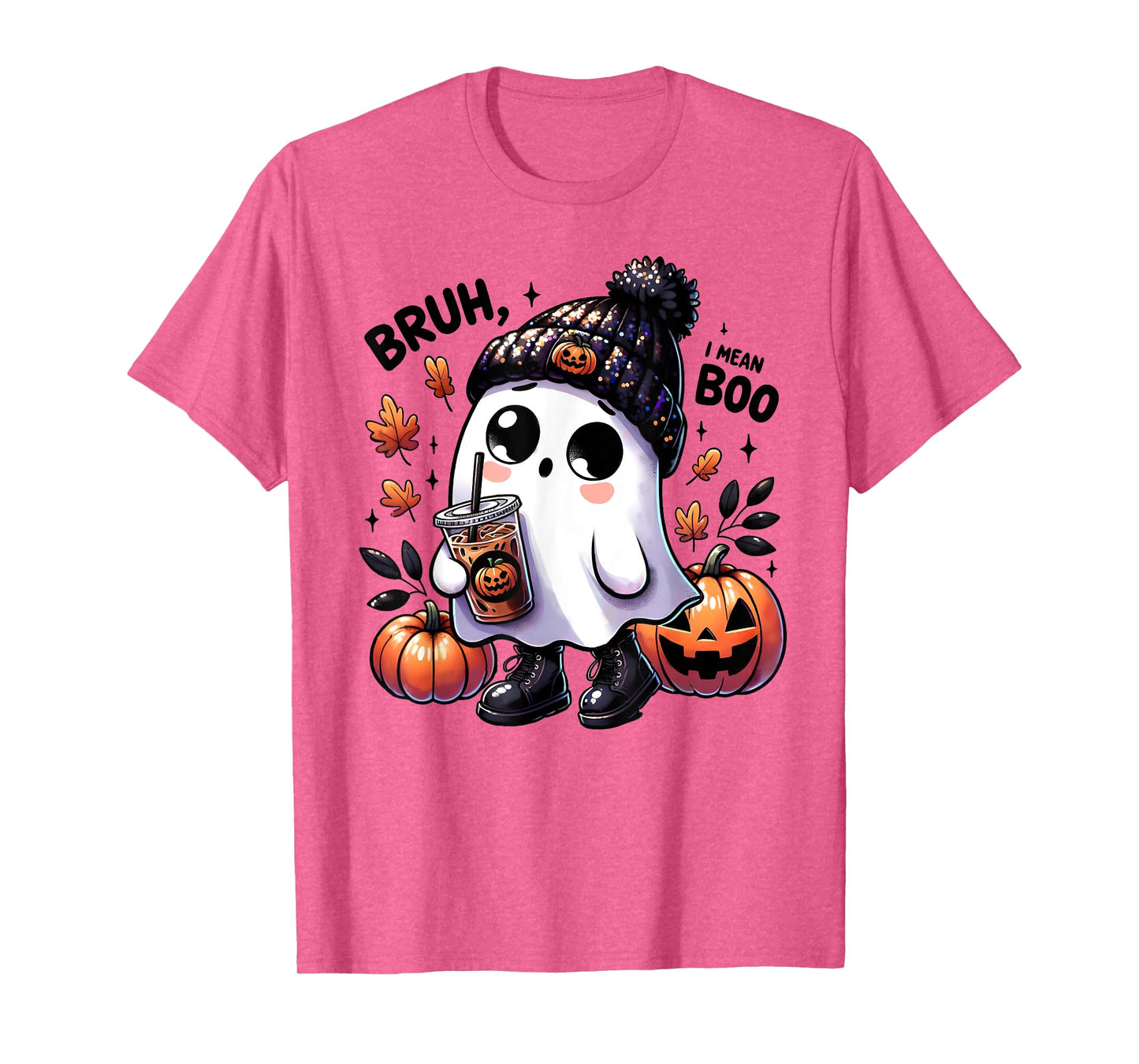 Bruh I Mean Boo Funny Ghost Jack O Lantern Coffee Halloween T-Shirt
