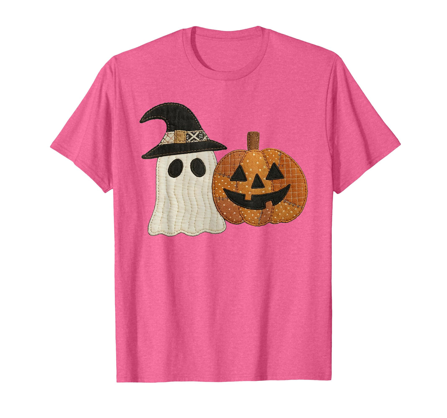 Floral Ghost Wearing Witch Hat & Jack-o'-Lantern T-Shirt