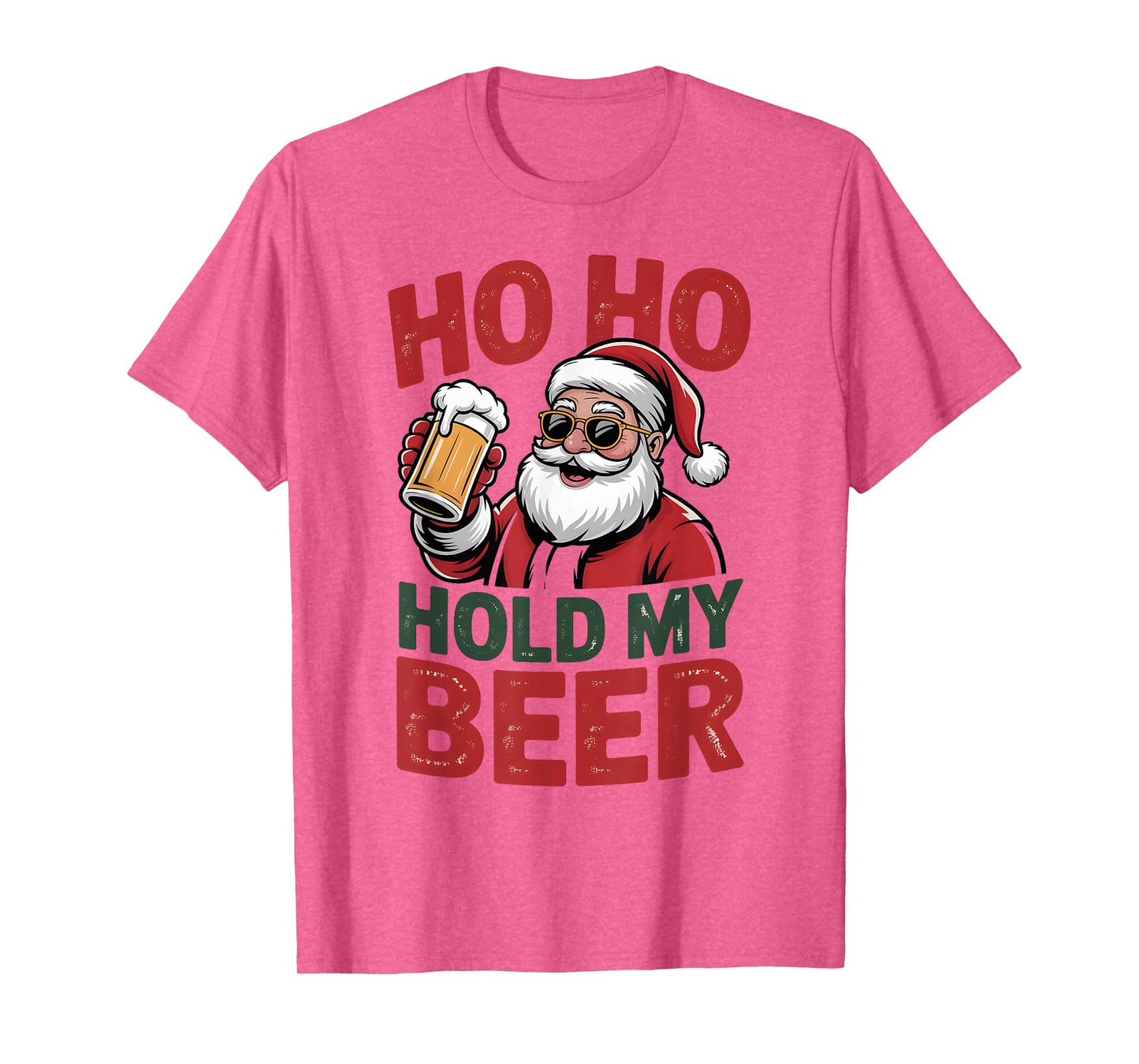 Ho Ho Hold My Beer Funny Santa Sunglasses Christmas Drinking T-Shirt