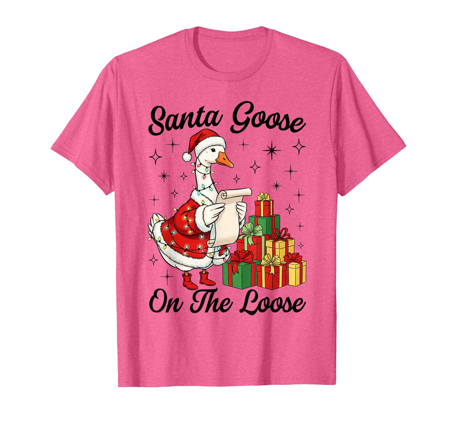 Santa Goose On The Loose Funny Silly Goose Christmas Pajama T-Shirt