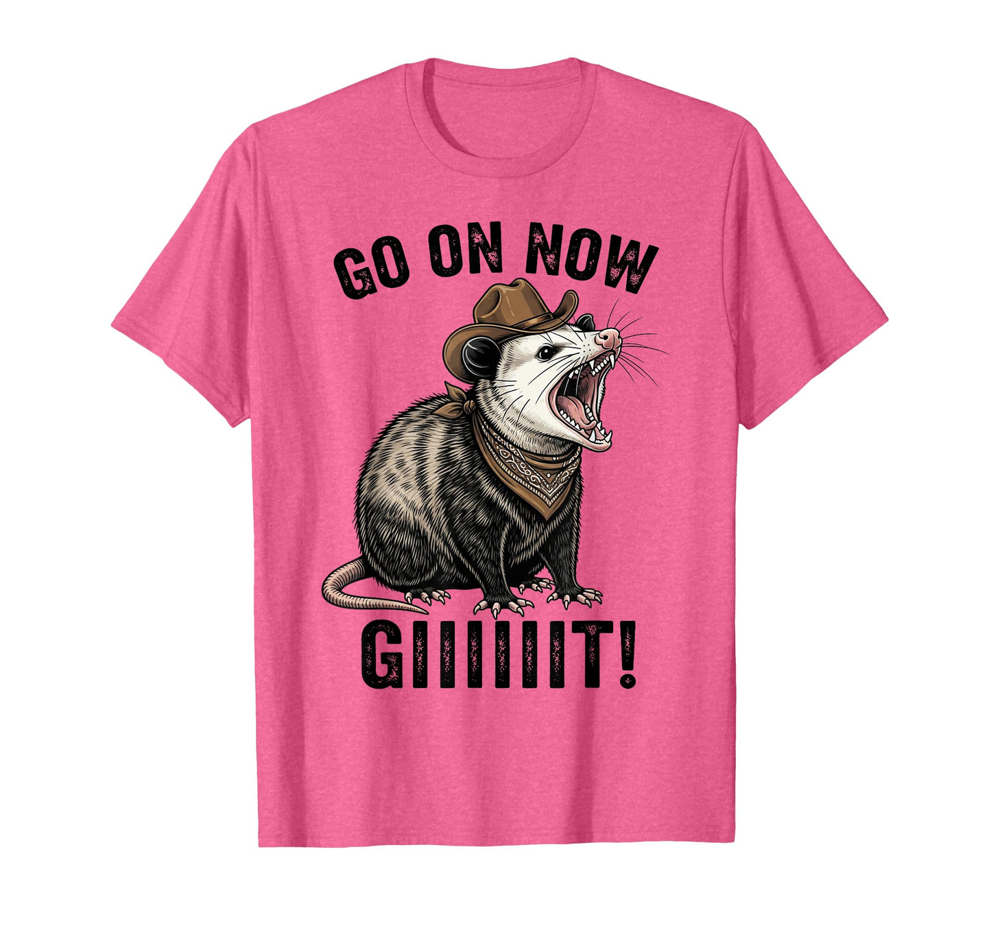 Vintage Cowboy Opossum Go On Now Giiiit Funny Western Tee T-Shirt