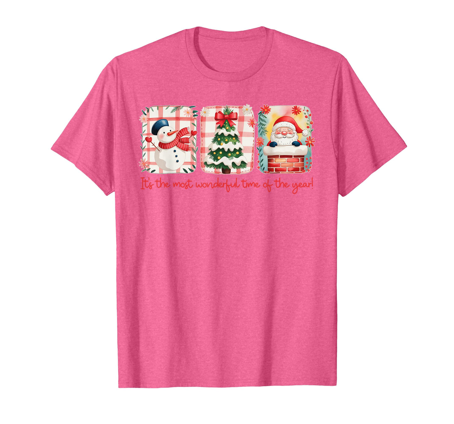 Christmas The Most Wonderful Time of The Year Plaid Snowman T-Shirt