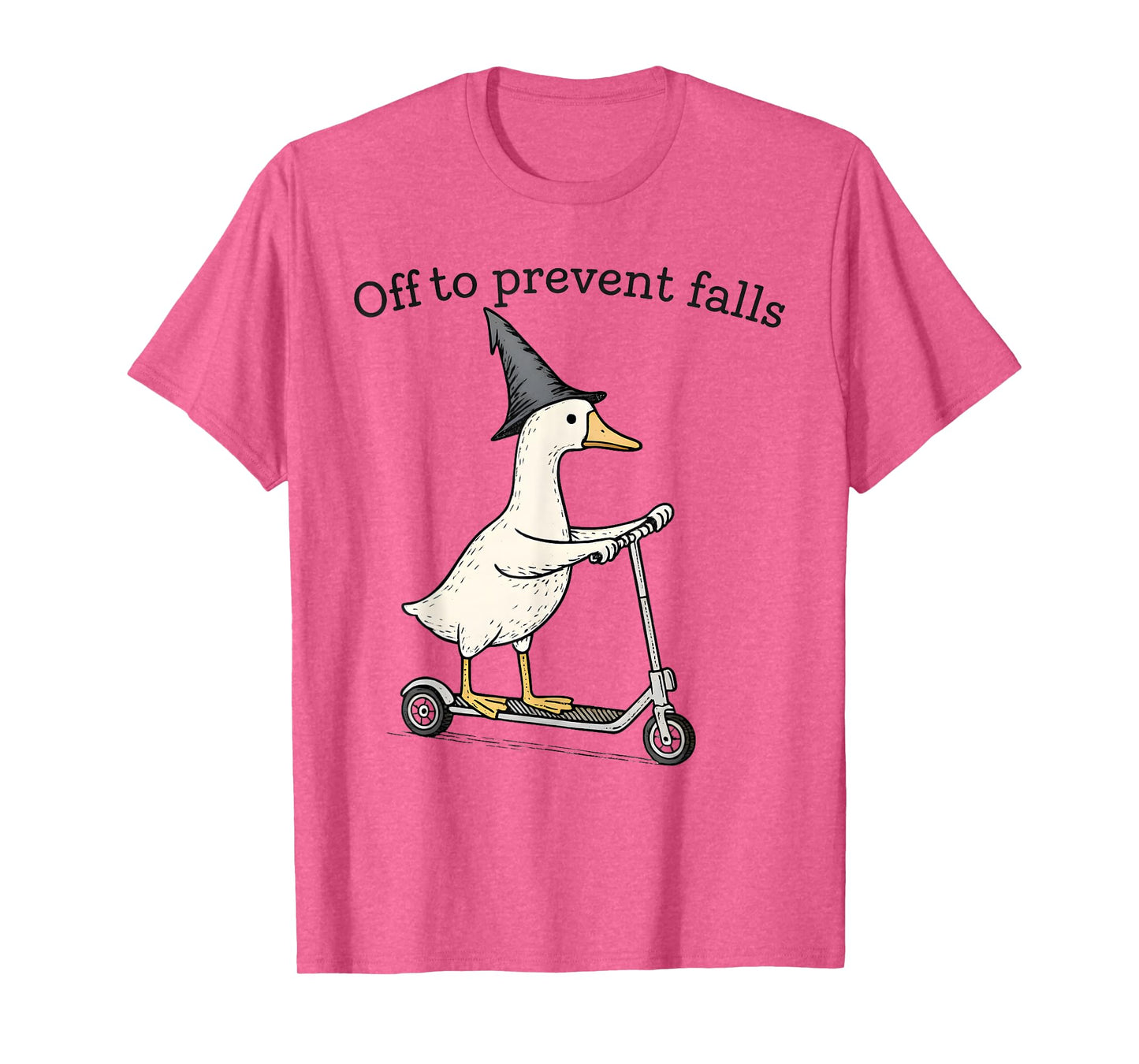 Fall Prevention PT OT Nurse Funny Goose Witch On Scooter T-Shirt