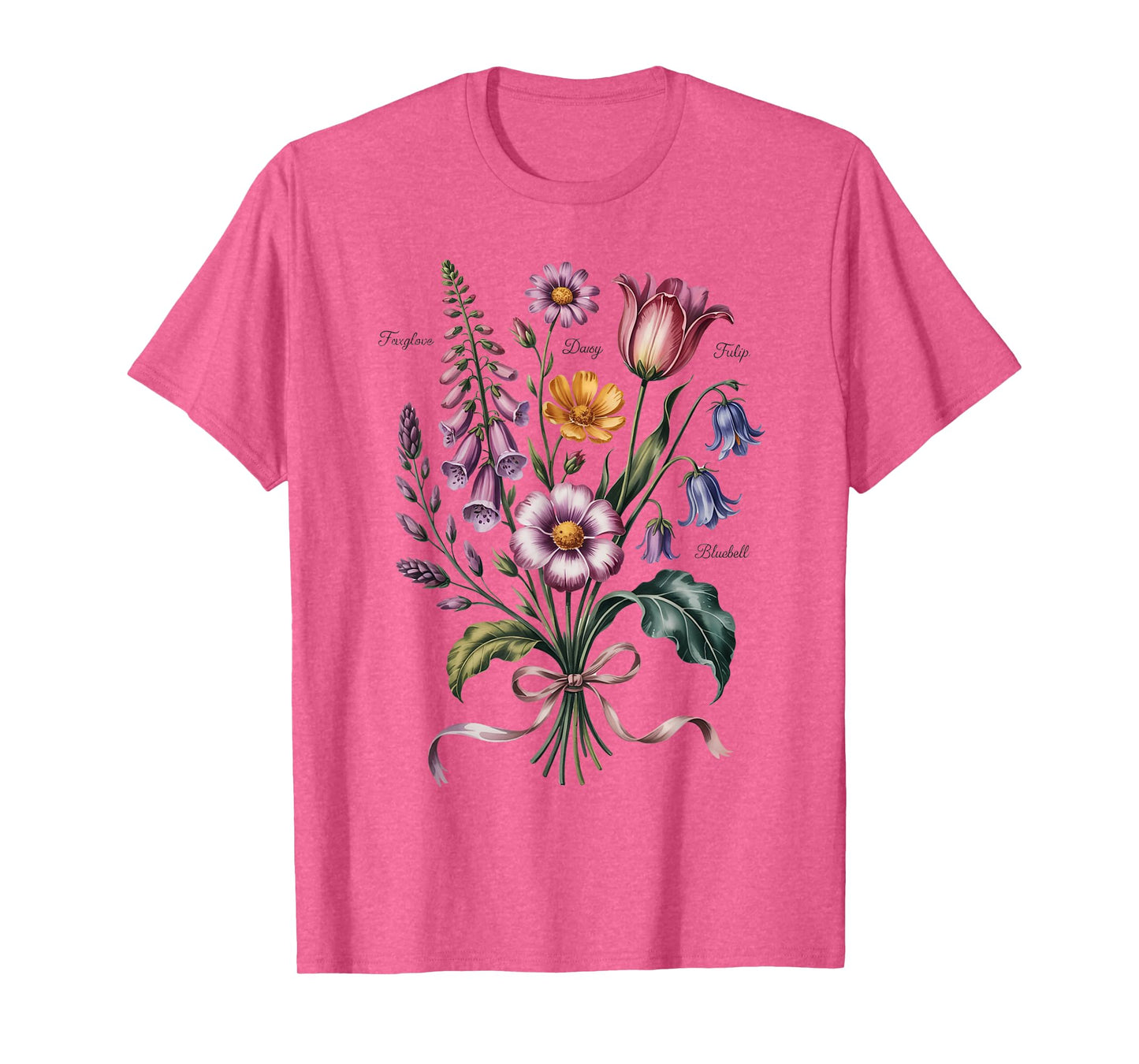 Vintage Floral Wildflower Foxglove Daisy Tulip Botanical T-Shirt