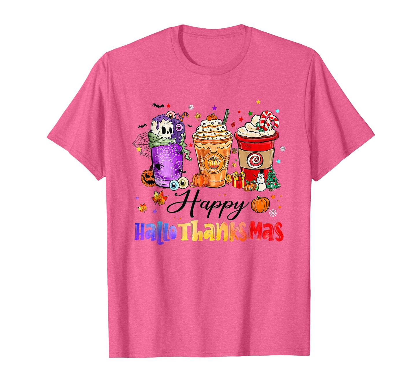Happy Hallothanksmas Coffee Latte Halloween Thanksgiving T-Shirt