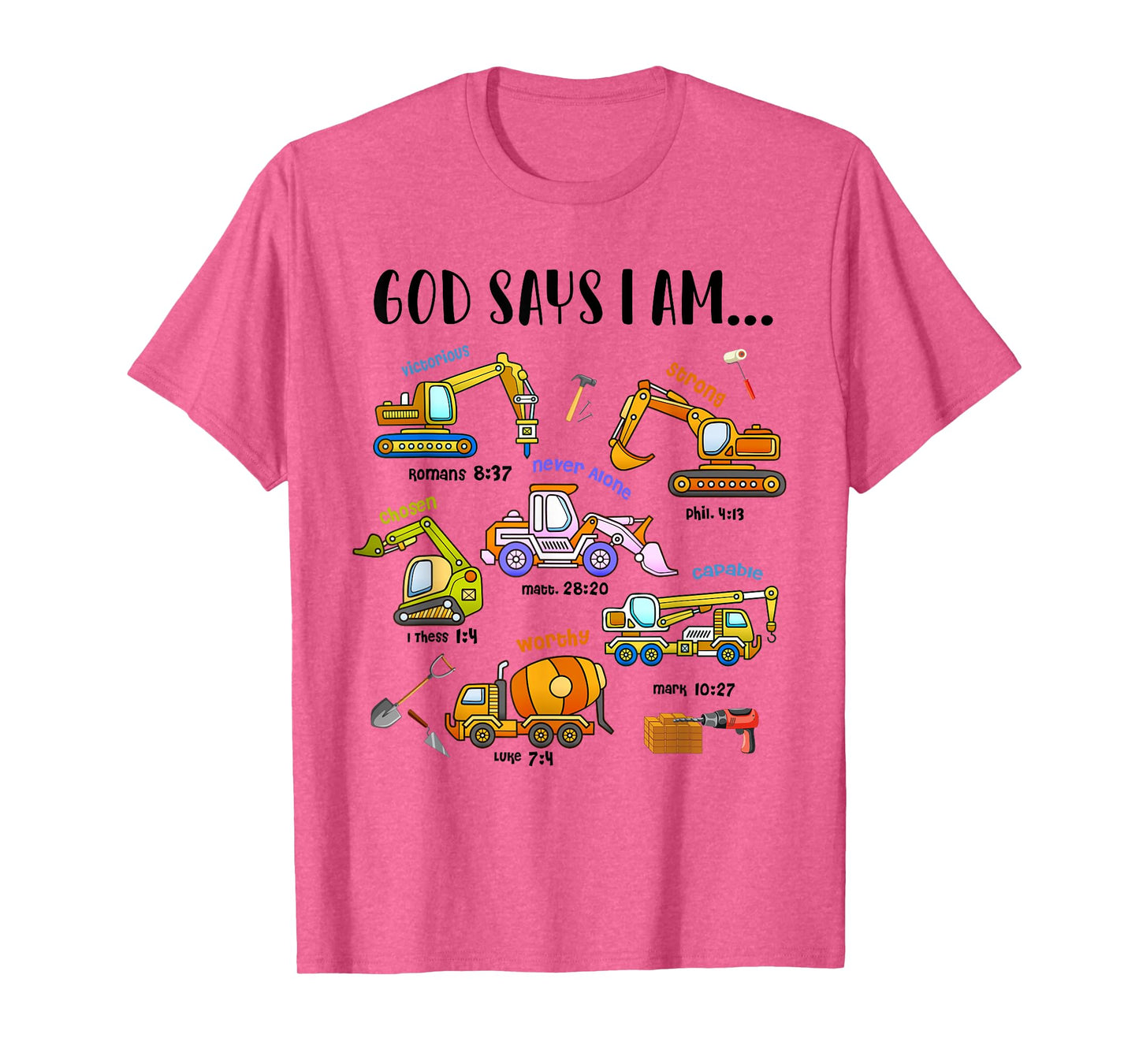 God Says I Am Cute Construction Christian Toddler Boys Kids T-Shirt