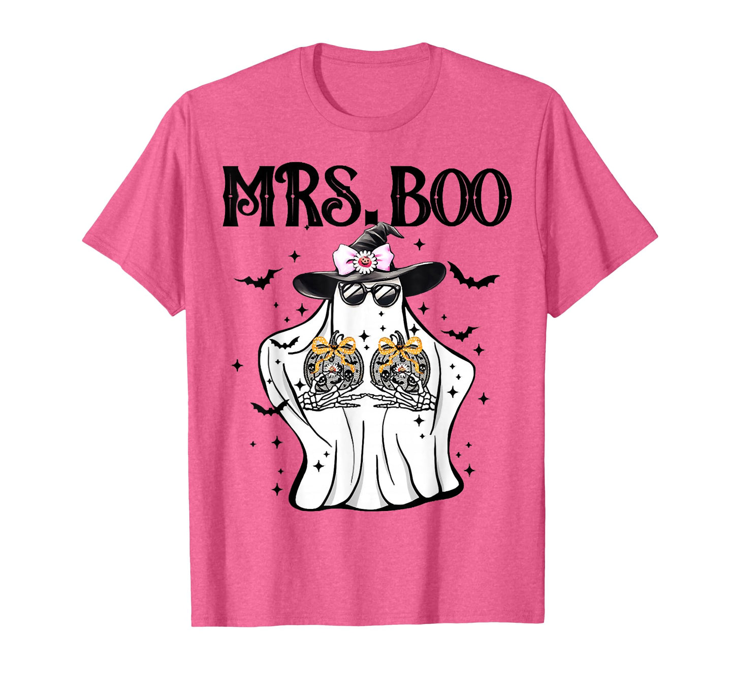 Halloween Ghost with Bows and Witch Hat, Mrs. Boo Halloween T-Shirt