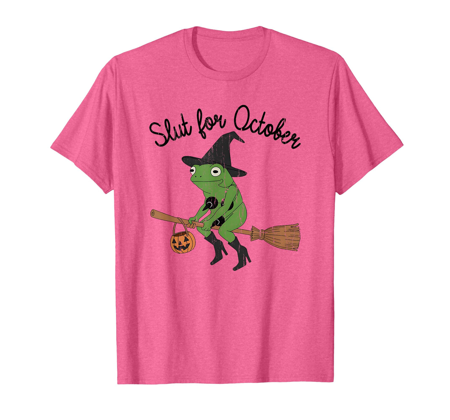 Slut for October, Funny Halloween, Funny Witch Frog T-Shirt