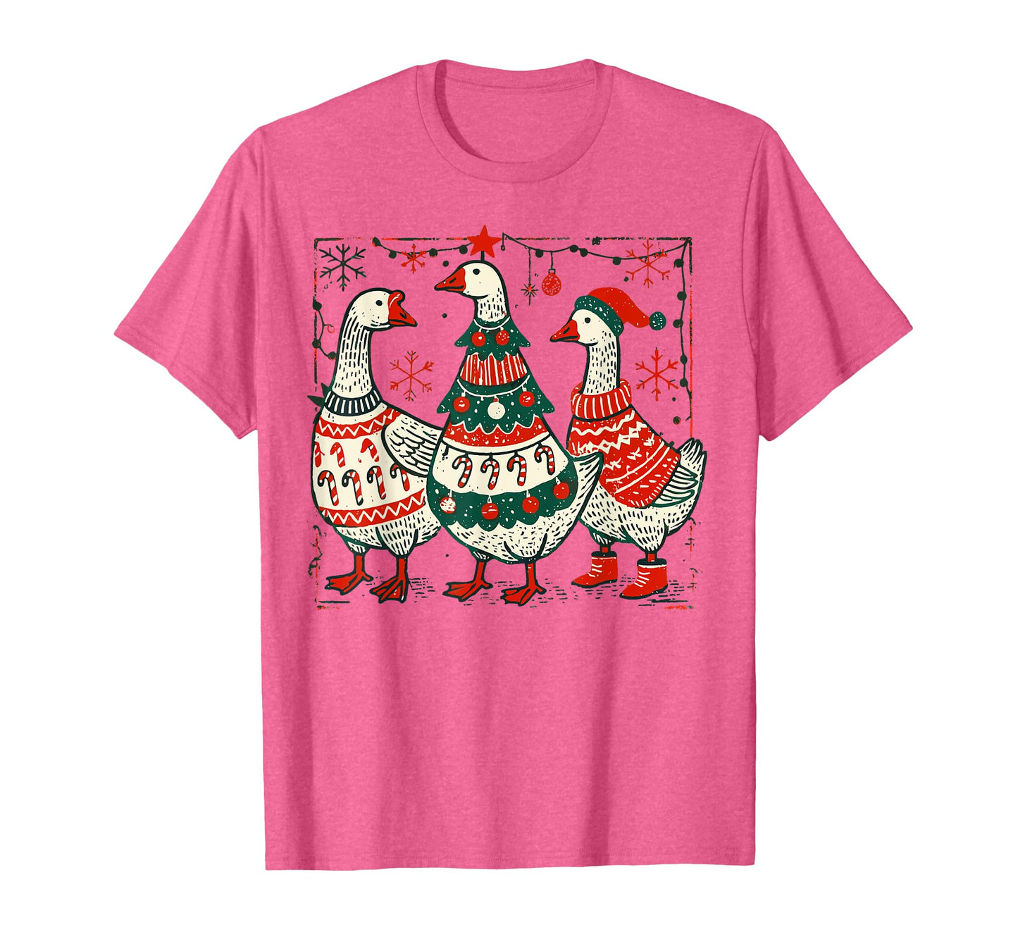 Vintage Christmas Goose Santa Funny Duck Xmas T-Shirt