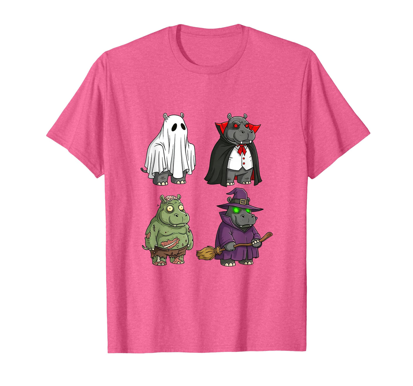 Cute Hippo Ghost Witch Zombie Funny Halloween Costume T-Shirt