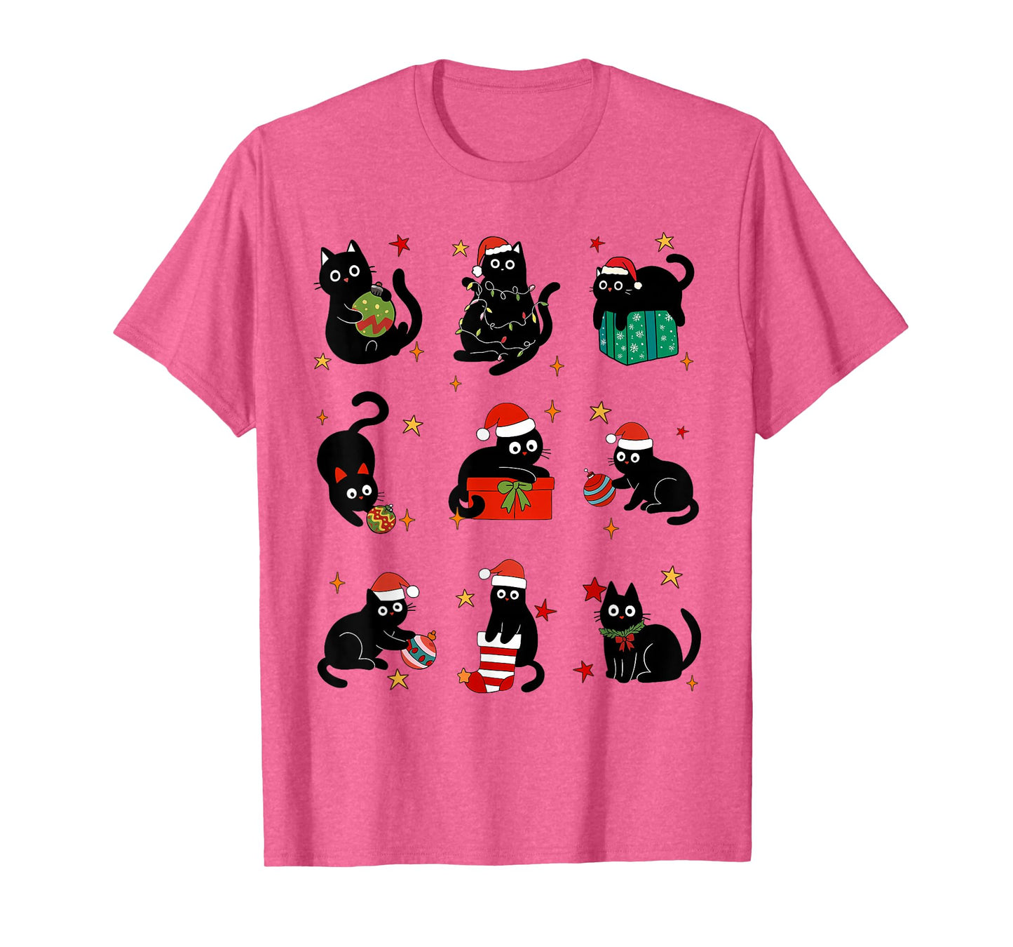 Merry Christmas Black Cat Meowy Funny Santa Hat Women Kids T-Shirt
