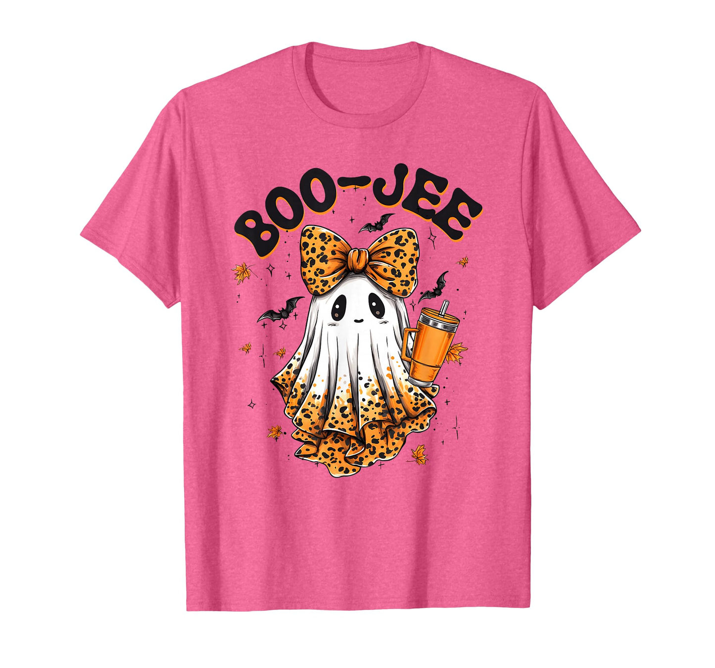 Coquette Leopard Ghost Coffee Boo-JEE Halloween Boujee Ghost T-Shirt