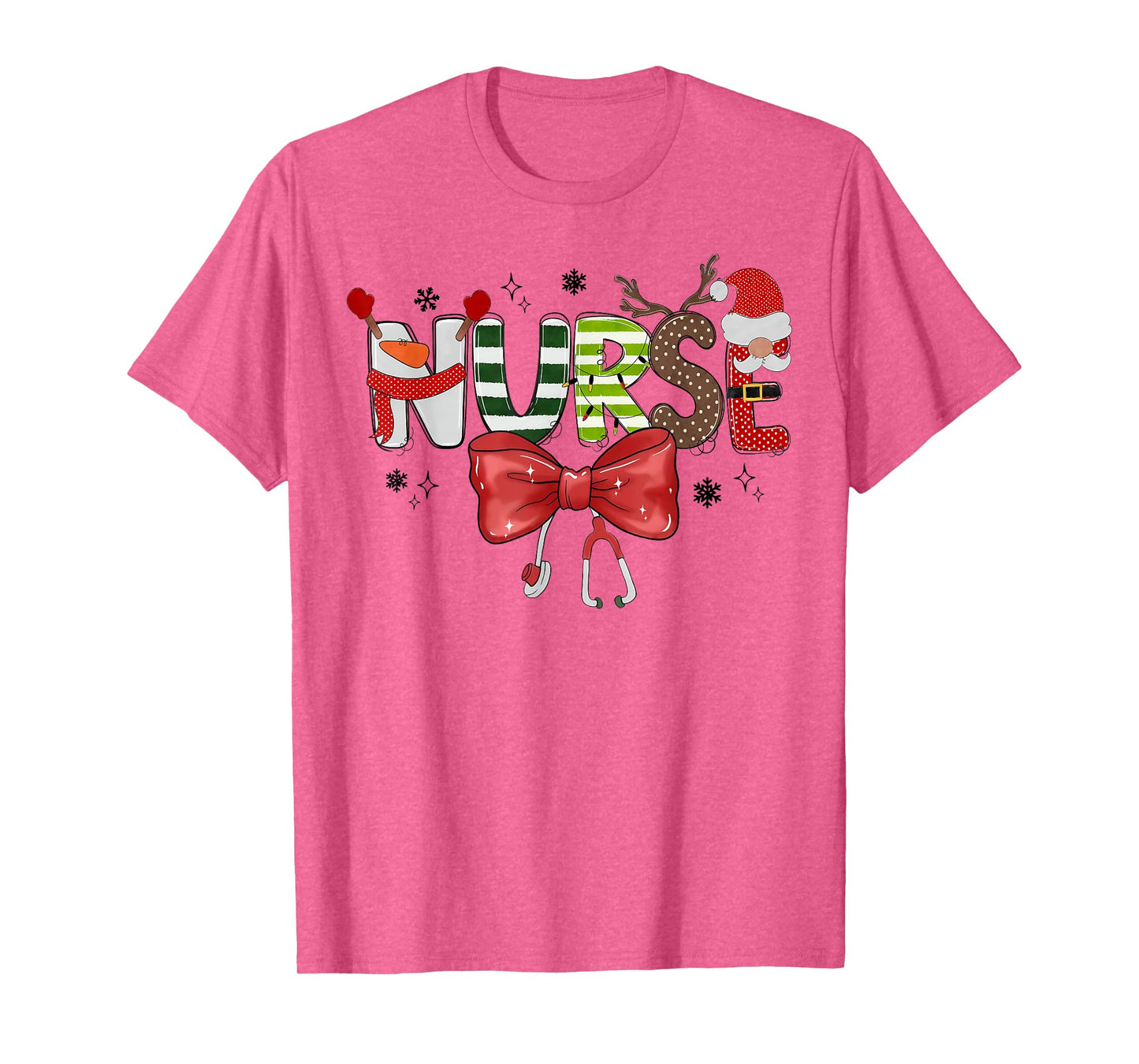 Stethoscope Coquette Bow Nurse Christmas Xmas Pajama Holiday T-Shirt