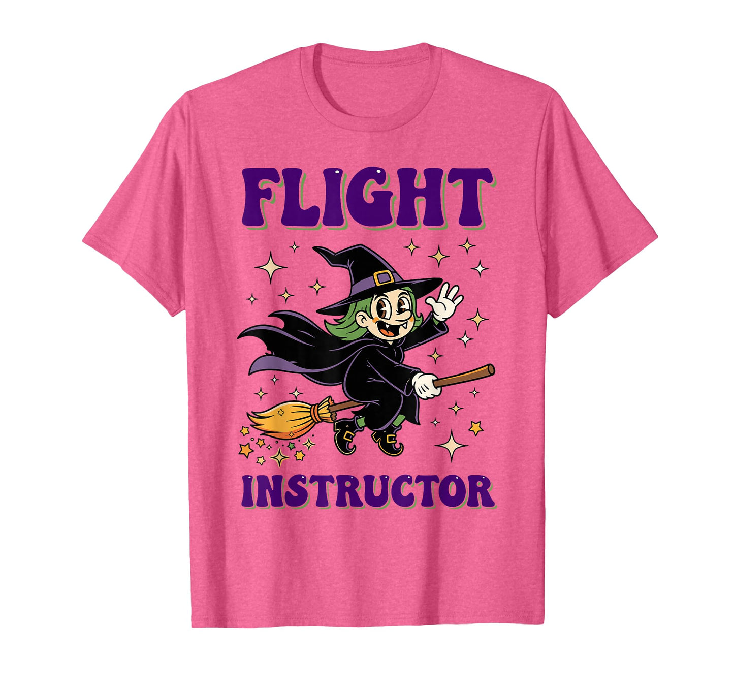 Flight Instructor Witch Riding Broomstick Halloween Costume T-Shirt