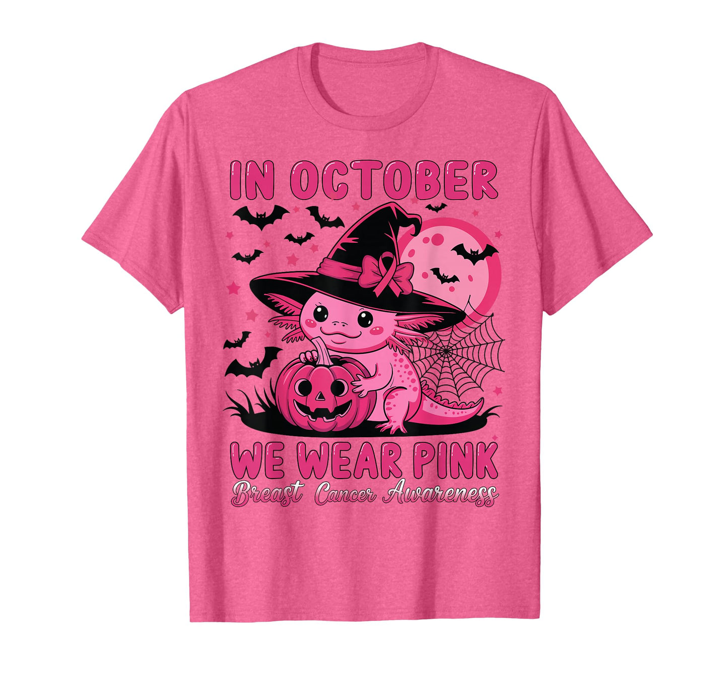 in October We Wear Pink Cute Axolotl Breast Cancer Awareness T-Shirt