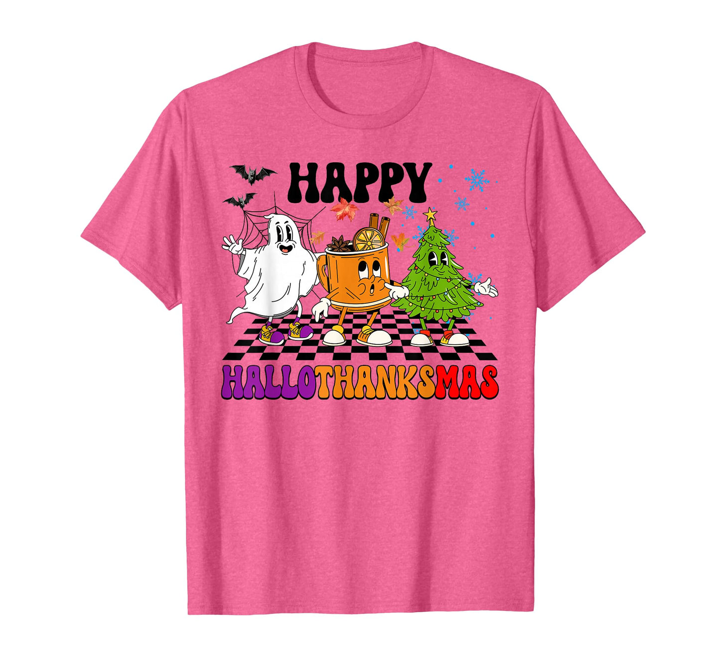 Happy Hallothanksmas Halloween Thanksgiving Christmas Kids T-Shirt