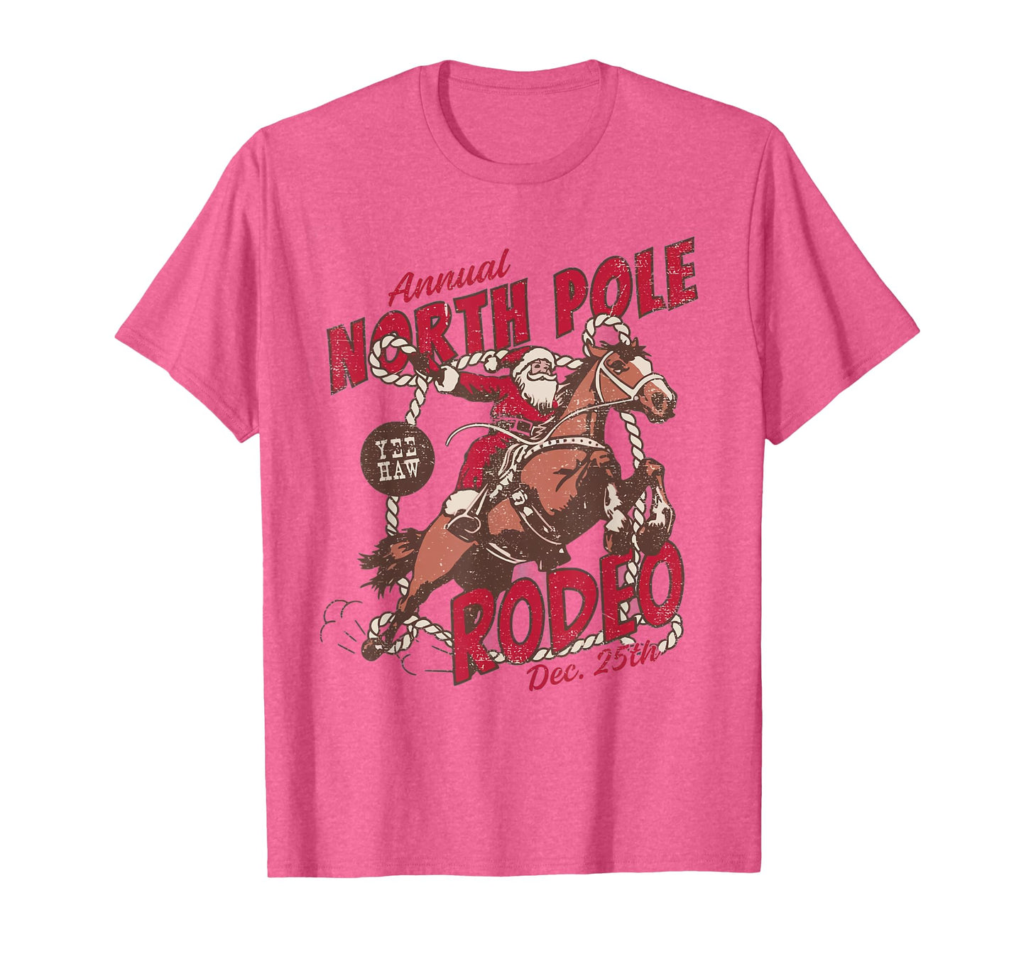 Vintage North Pole Rodeo Cowboy Santa Country Christmas T-Shirt