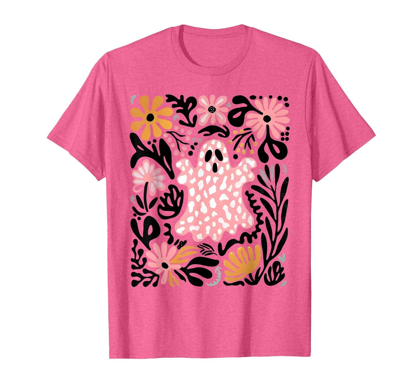 Halloween Ghost Spooky Season Retro Boho Floral Girl Women T-Shirt