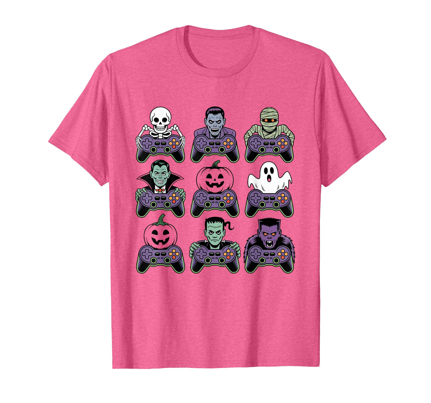 Spooky Skeleton Zombie Halloween Gamer Controllers Funny T-Shirt