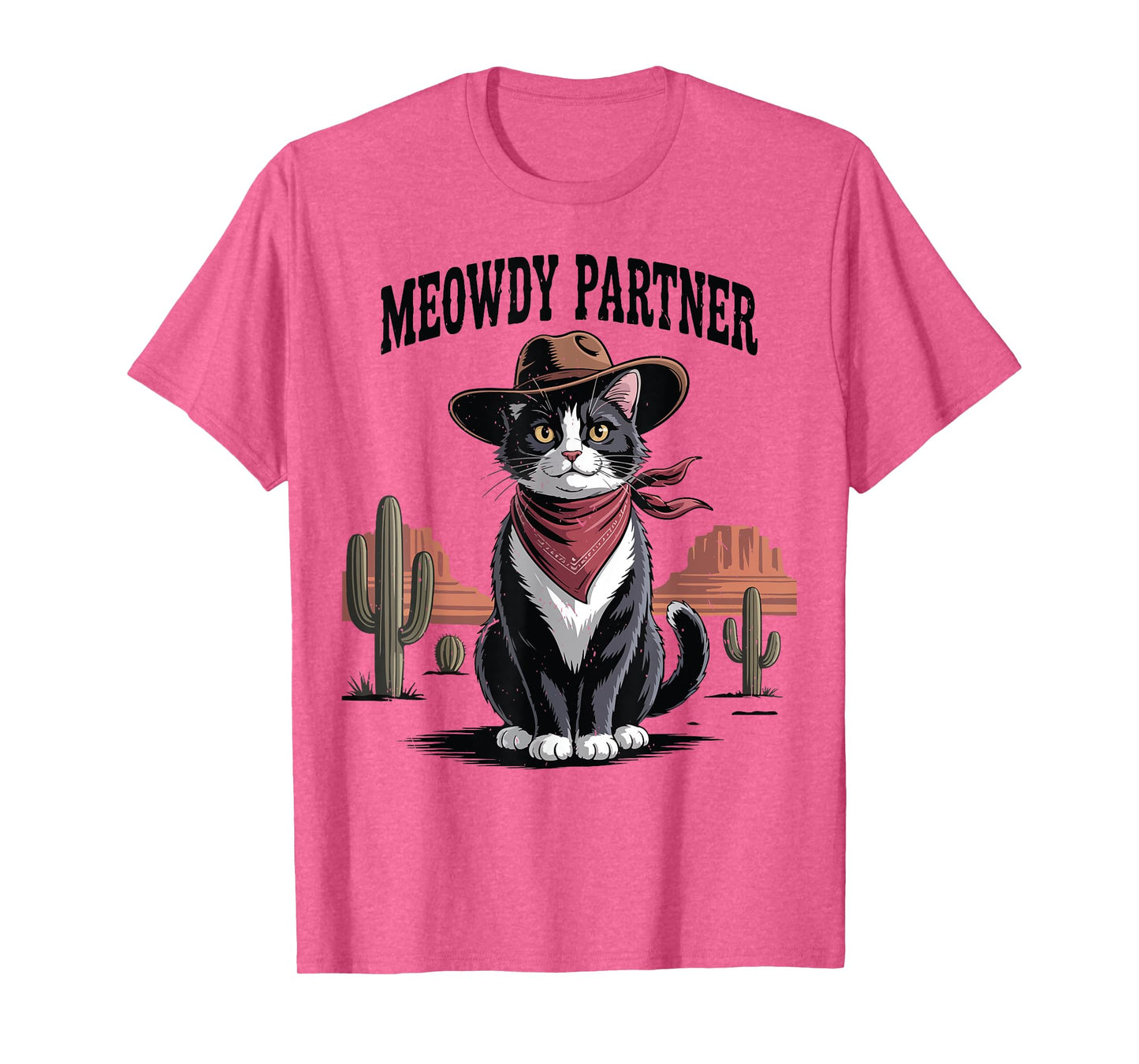 Tuxedo Cat-Shirt Meowdy Partner Cowboy Dad Mom Men Funny T-Shirt