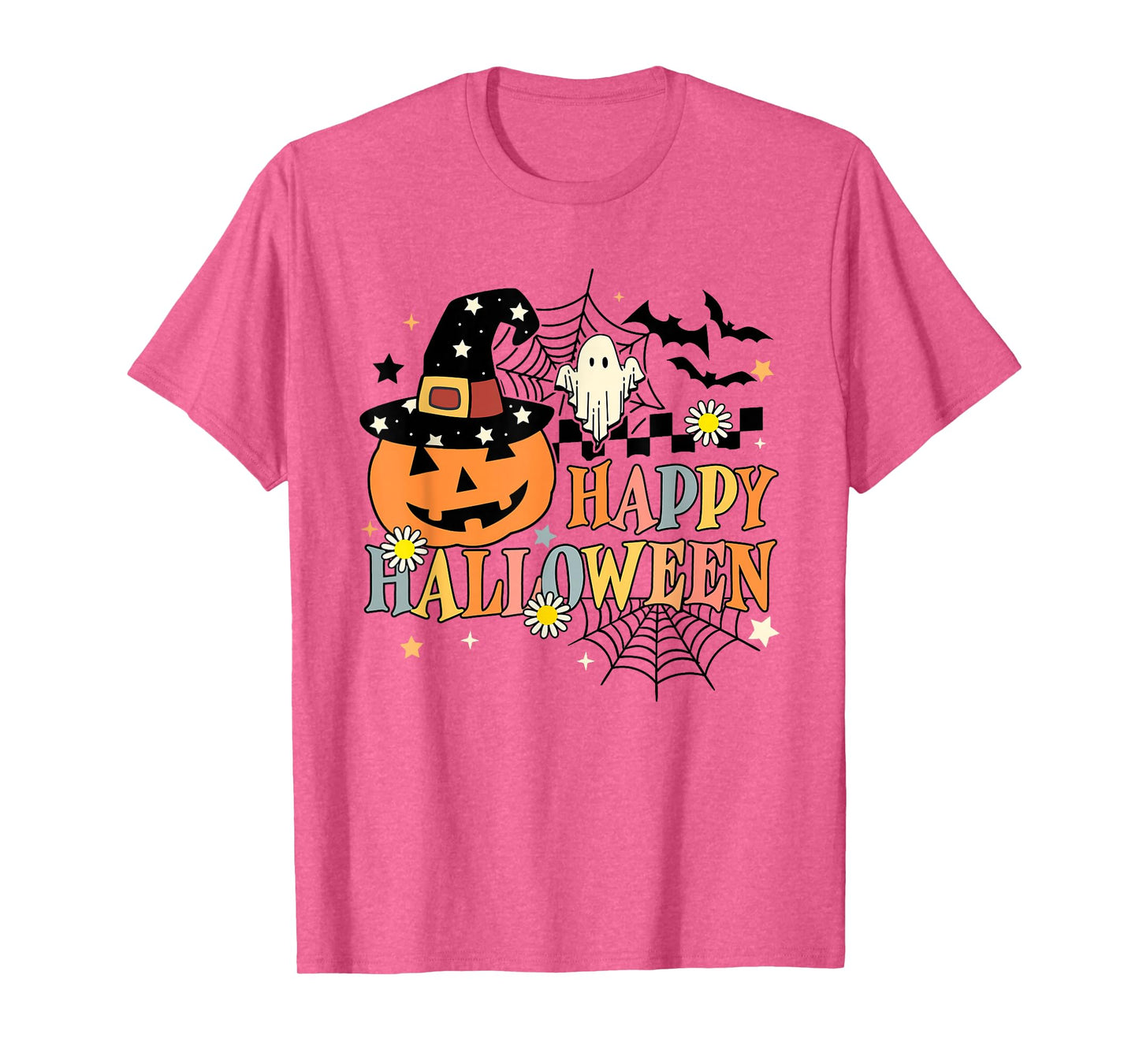 Happy Halloween Pumpkin Ghost Witch Hat T-Shirt