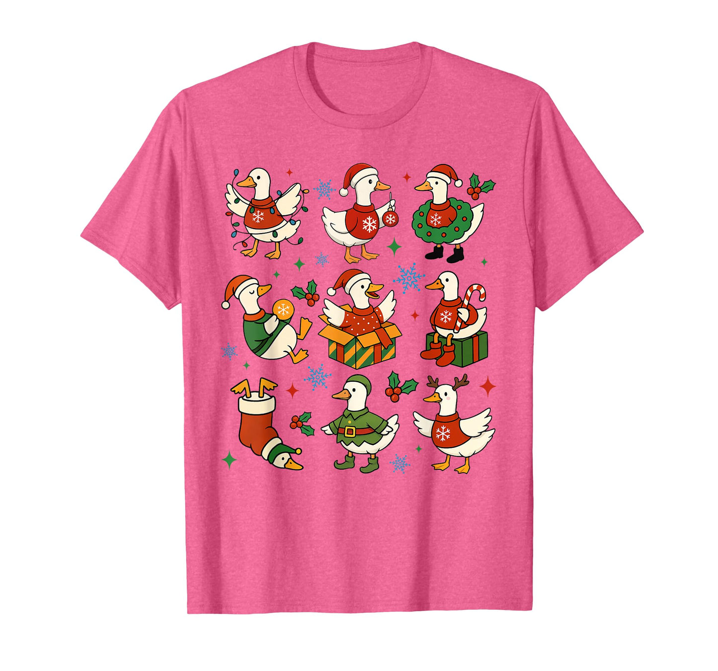 Funny Christmas Goose Santa Goose Reindeer Holiday Festive T-Shirt
