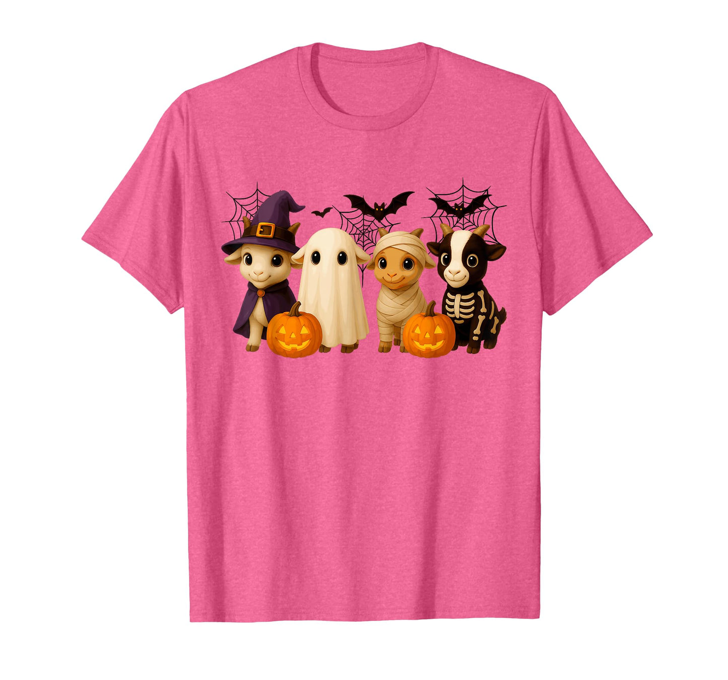 Goats in Witch Skeleton Ghost Costume Happy Halloween Day T-Shirt