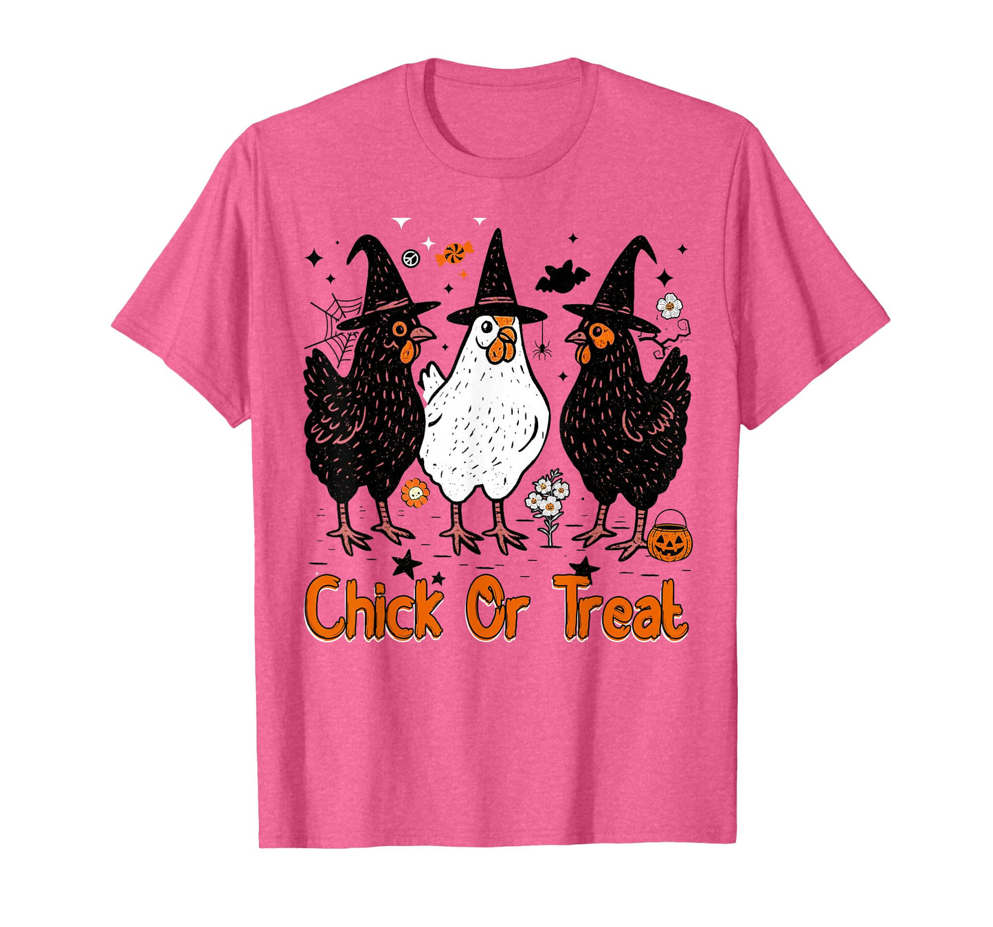 Retro Halloween Chick Or Treat Spooky Chickens Ghost Pumpkin T-Shirt
