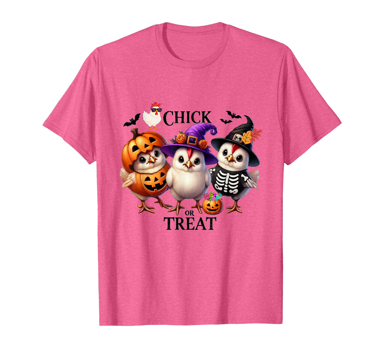 Chick or Treat Spooky Skeleton Ghost Witch a Fall Pumpkin T-Shirt