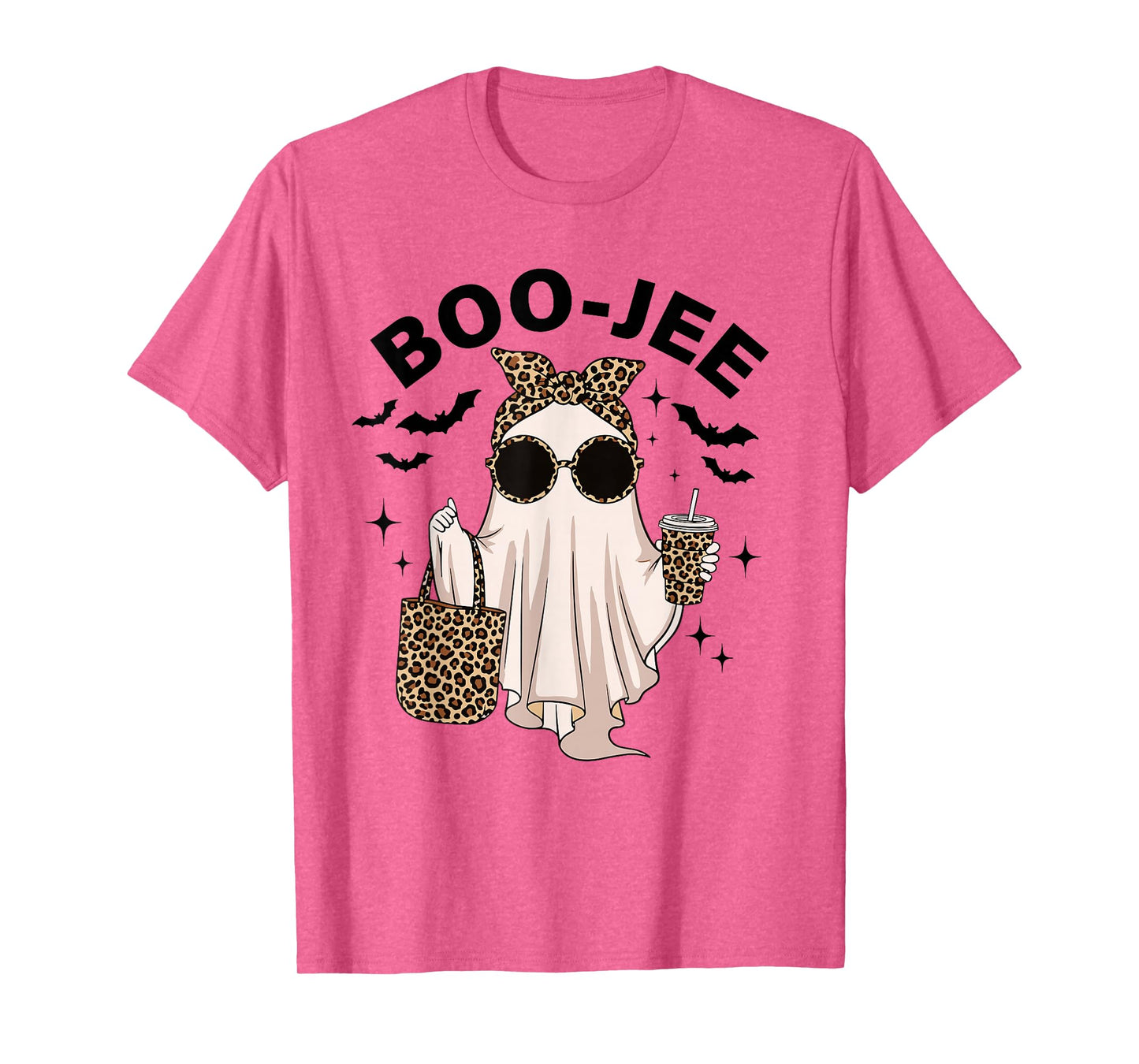 Coquette Leopard Ghost Coffee Boo-JEE Halloween Boujee Ghost T-Shirt