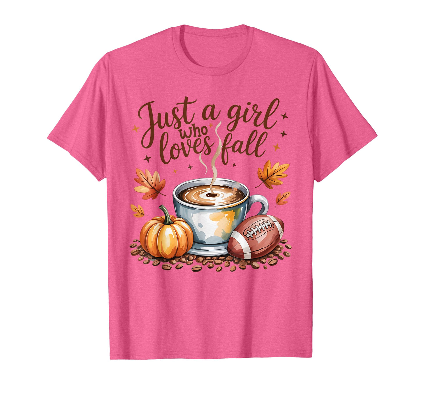Just a Girl Who Loves Fall Season Football Coffee Pumpkin T-Shirt