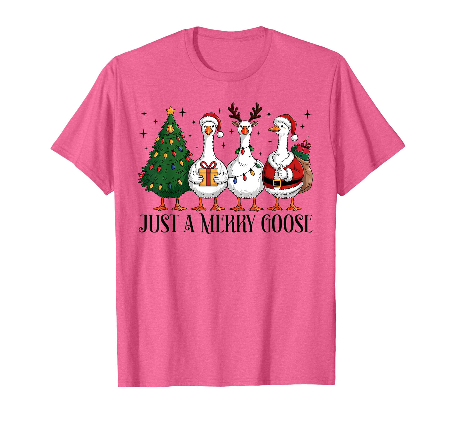 Merry Goosmas Funny Christmas Goose Santa Xmas Tree Holiday T-Shirt