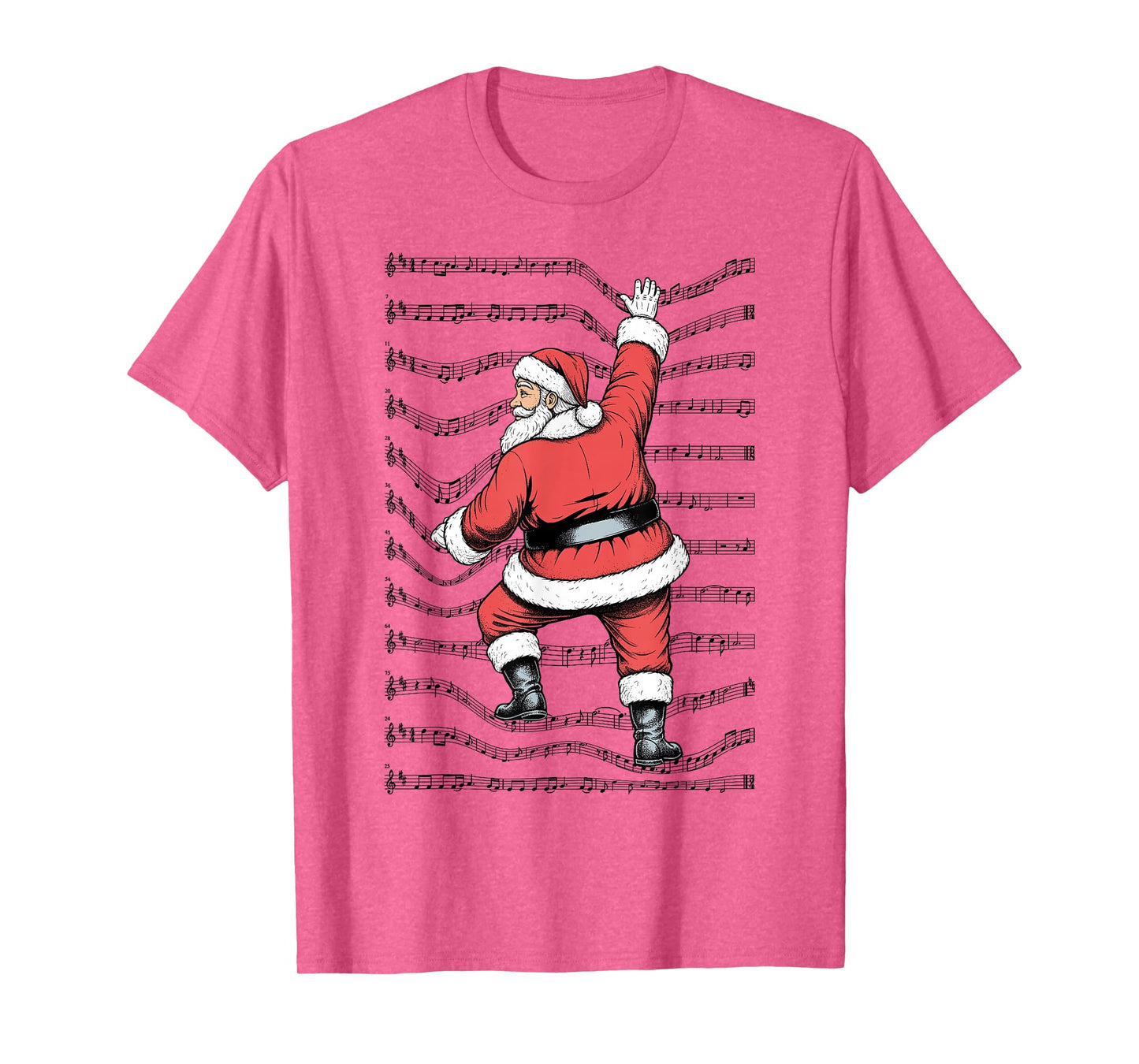Musician Christmas Funny Santa Claus Climbing Sheet Music T-Shirt