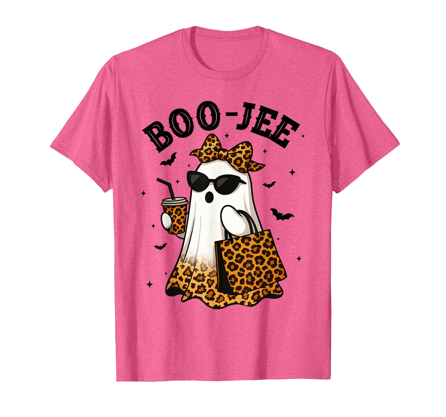 Coquette Leopard Ghost Coffee Boo-JEE Halloween Boujee Ghost T-Shirt