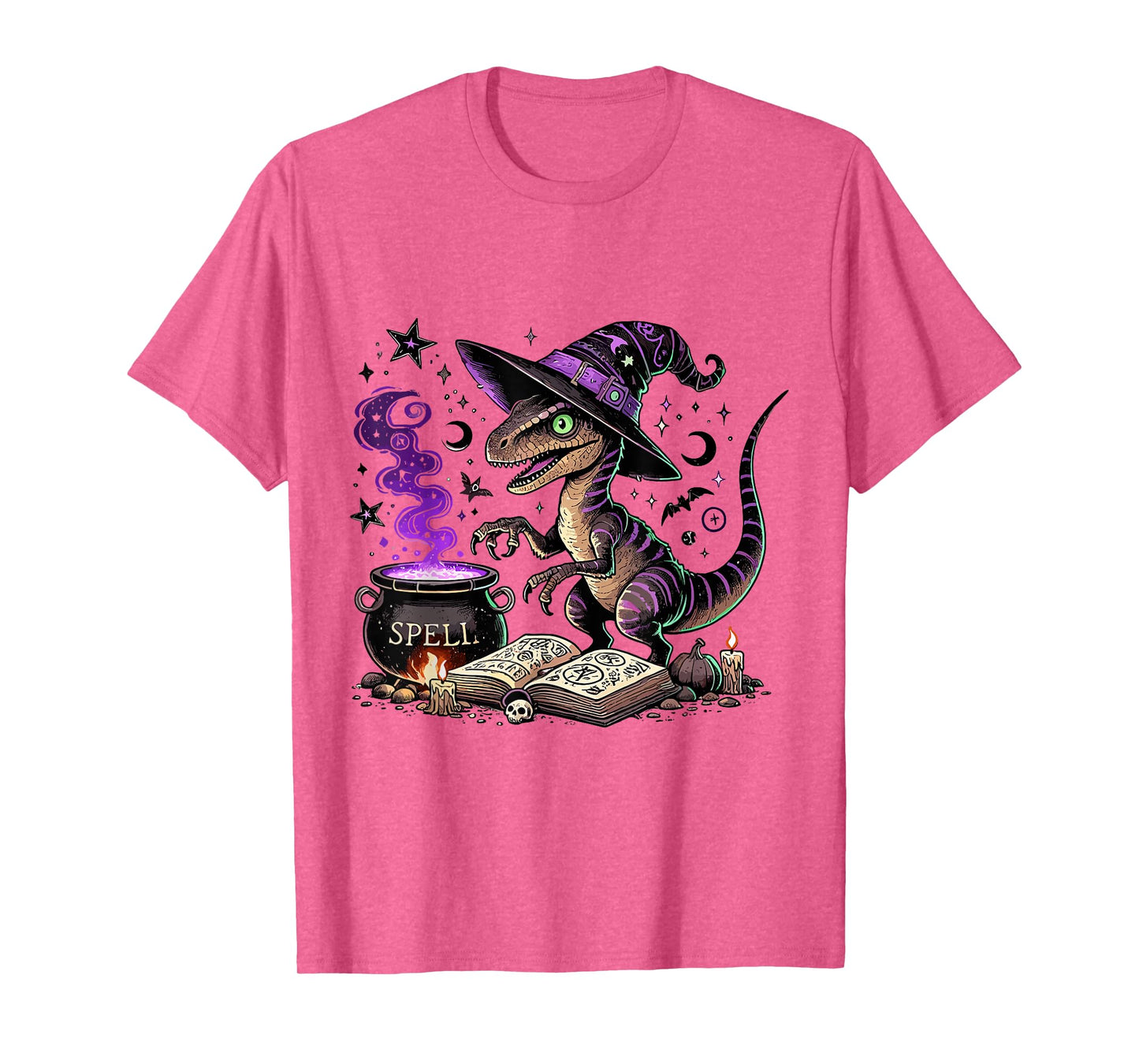 Halloween Raptor Witch Funny Dinosaur Magic Spooky Spell T-Shirt