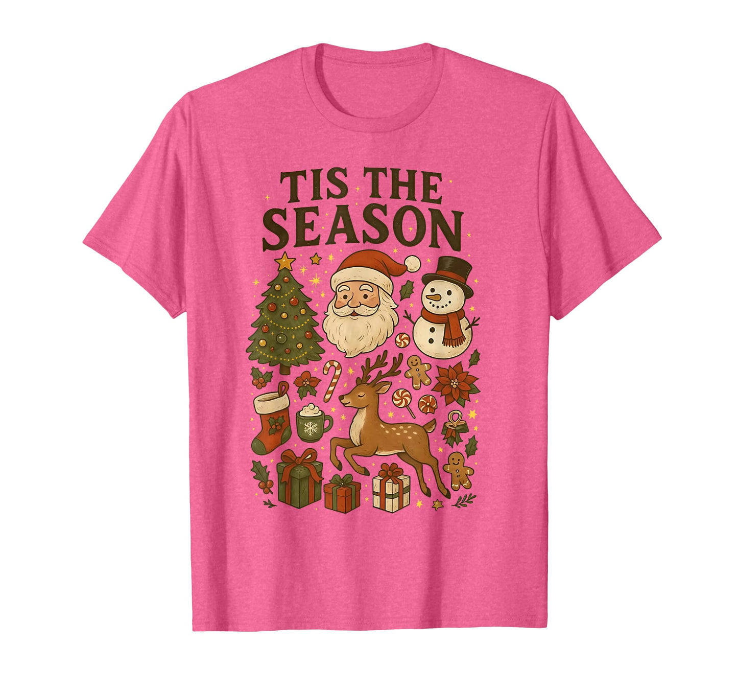 ‘Tis The Season Vintage Christmas Cute Icons Holiday Graphic T-Shirt
