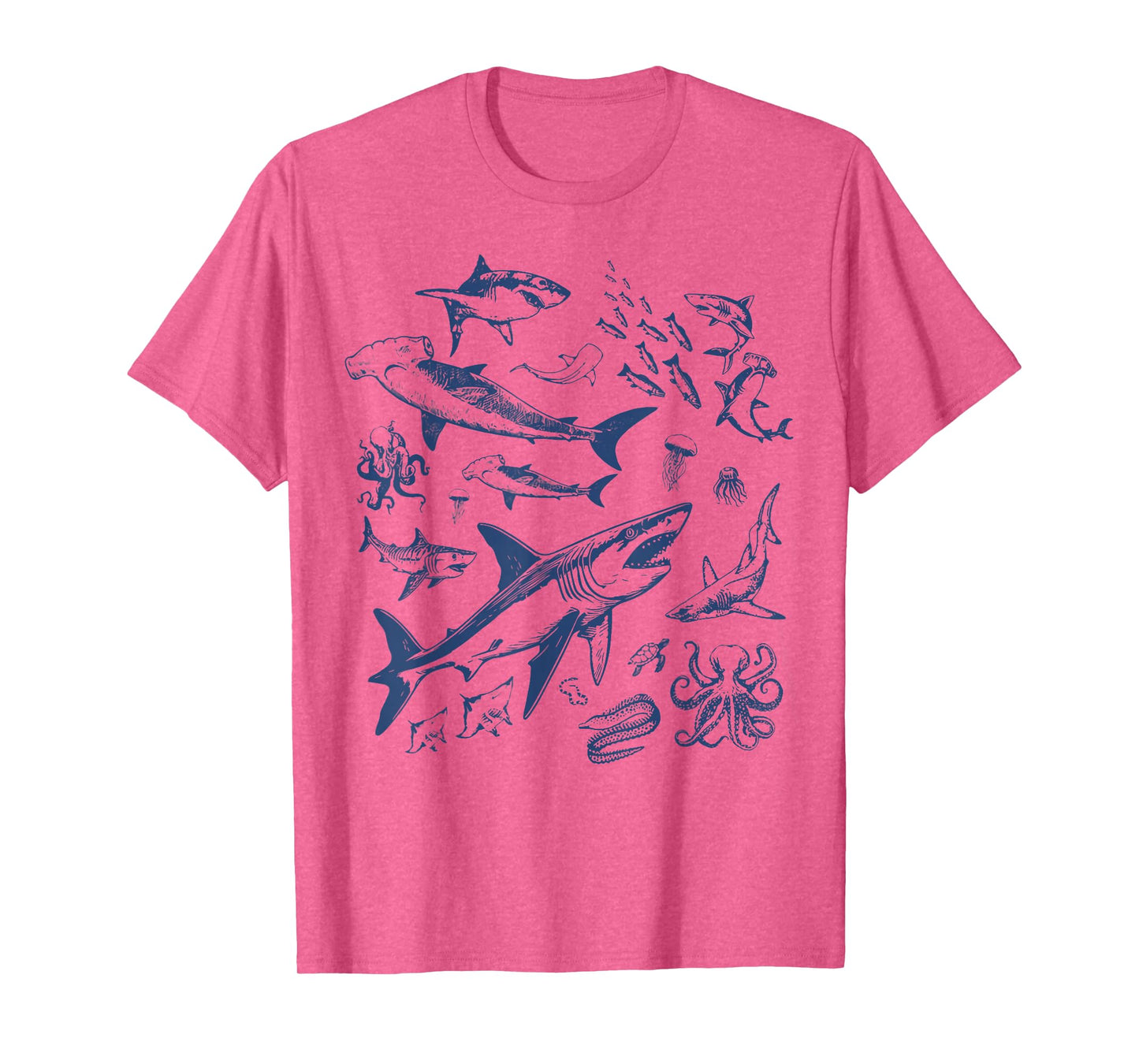 Retro Ocean Animal Wildlife Shark Fish Octopus Nature T-Shirt