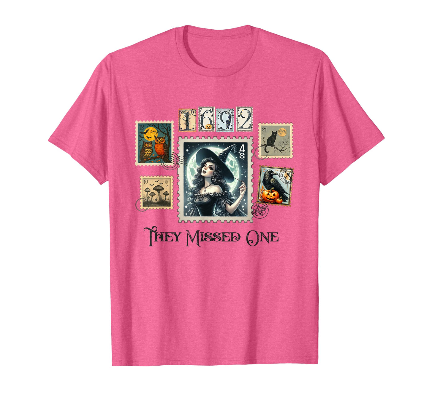 Witch Salem They Missed One 1692 Halloween Postage Stamp T-Shirt