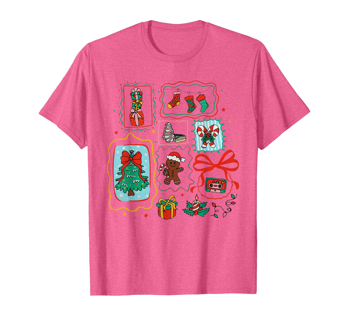 Cute Coquette Bow Christmas Santa Snowman Vintage Merry Xmas T-Shirt